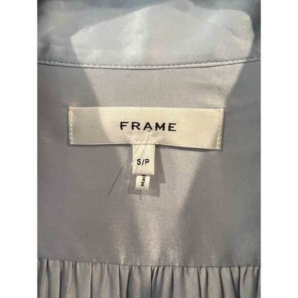 NWOT FRAME Gillian denim blue Silk Top BLOUSE SHIRT SIZE S - Picture 6 of 9